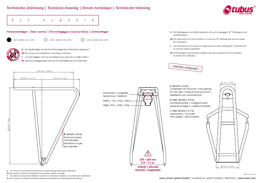 PORTE BAGAGE TUBUS FLY EVO BLACK 26-28" 5 PORTE BAGAGE TUBUS FLY EVO BLACK 26-28" – Image 3